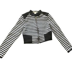 Arden B Womens/Teen Black and White Strip Jacket Size Small Vintage Cropped
